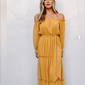 Baltic born yellow off the shoulder maxi dress
